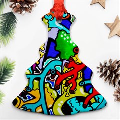 Graffiti Abstract With Colorful Tubes And Biology Artery Theme Christmas Tree Ornament (two Sides) by genx