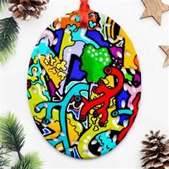 Graffiti Abstract With Colorful Tubes And Biology Artery Theme Oval Filigree Ornament (two Sides) by genx