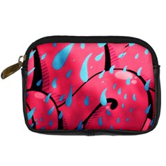 Graffiti Watermelon Pink With Light Blue Drops Retro Digital Camera Leather Case by genx