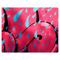 Graffiti Watermelon Pink With Light Blue Drops Retro Double Sided Flano Blanket (medium)  by genx