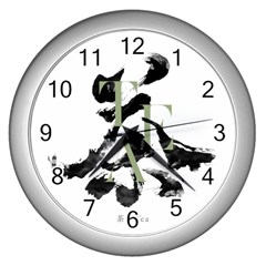 Tea Calligraphy Wall Clock (silver) by EMWdesign