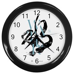 Water Calligraphy  Wall Clock (black) by EMWdesign