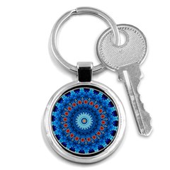 Rose Kaleidoscope Art Pattern Key Chains (round)  by Pakrebo