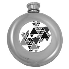 Gray Triangle Puzzle Round Hip Flask (5 Oz) by Mariart