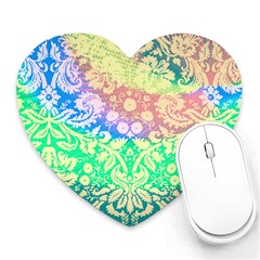 Hippie Fabric Background Tie Dye Heart Mousepads by Mariart