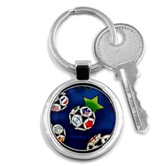 Textile Football Soccer Fabric Key Chains (round)  by Pakrebo