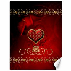 Wonderful Heart With Roses Canvas 36  X 48  by FantasyWorld7