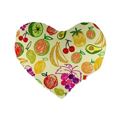 Seamless Pattern Fruit Standard 16  Premium Heart Shape Cushions by Mariart