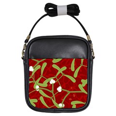 Mistletoe Christmas Texture Advent Girls Sling Bag by Pakrebo