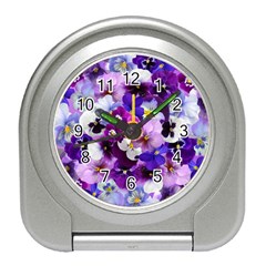 Pretty Purple Pansies Travel Alarm Clock by retrotoomoderndesigns