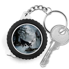 Awesome Black And White Wolf In The Dark Night Measuring Tape by FantasyWorld7