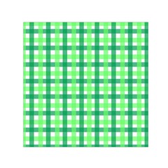 Sweet Pea Green Gingham Small Satin Scarf (square) by WensdaiAmbrose