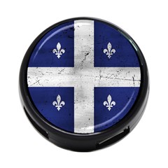 Flag Quebec Drapeau Grunge Fleur De Lys Blue And White 4-port Usb Hub (one Side) by Quebec