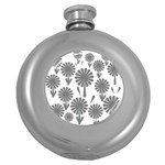 zappwaits flowers black Round Hip Flask (5 oz) Front