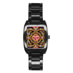 Kaleidoscope Art Pattern Ornament Stainless Steel Barrel Watch by Pakrebo