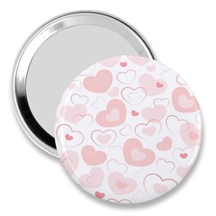 Pastel Pink Hearts 3  Handbag Mirrors by retrotoomoderndesigns