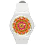 Pattern Colorful Abstract Round Plastic Sport Watch (M) Front