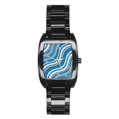 Blue Wave Surges On Stainless Steel Barrel Watch by WensdaiAmbrose