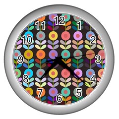 Zappwaits Flowers Wall Clock (silver) by zappwaits