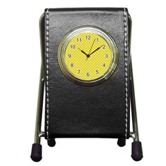 Yellow Polka Dot Pen Holder Desk Clock by retrotoomoderndesigns