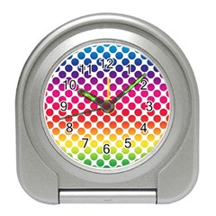 Rainbow Polka Dots Travel Alarm Clock by retrotoomoderndesigns