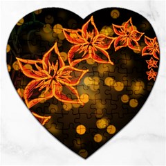 Flowers Background Bokeh Leaf Jigsaw Puzzle (heart) by Mariart