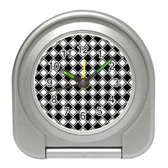 Black And White Diamonds Travel Alarm Clock by retrotoomoderndesigns