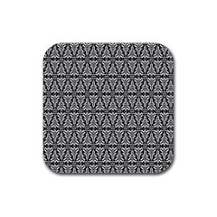 Black And White Filigree Rubber Coaster (square)  by retrotoomoderndesigns