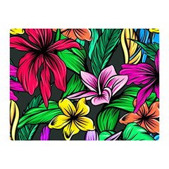 Neon Hibiscus Double Sided Flano Blanket (mini)  by retrotoomoderndesigns