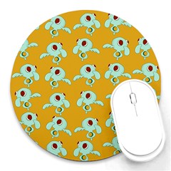 Squidward In Repose Pattern Round Mousepads by Valentinaart