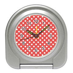 Red White Polka Dots Travel Alarm Clock by retrotoomoderndesigns