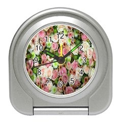 Pastel Pink Roses Travel Alarm Clock by retrotoomoderndesigns