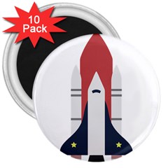 Planet Planets Rocket Shuttle 3  Magnets (10 Pack)  by Wegoenart