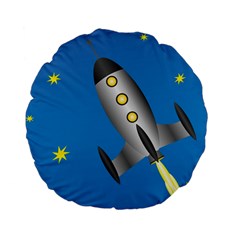 Rocket Spaceship Space Travel Nasa Standard 15  Premium Flano Round Cushions by Wegoenart