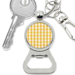 Gingham Duo Orange On Yellow Bottle Opener Key Chains by retrotoomoderndesigns