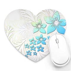 Flowers Background Leaf Leaves Blue Heart Mousepads by Mariart