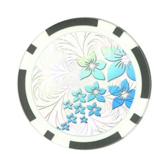 Flowers Background Leaf Leaves Blue Poker Chip Card Guard by Mariart