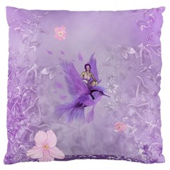 Fairy With Fantasy Bird Standard Flano Cushion Case (one Side) by FantasyWorld7