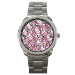 Romantic Pink Flowers Sport Metal Watch by retrotoomoderndesigns