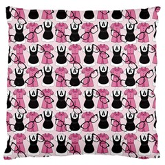 Waitress Uniform Dresses Nerdy Glasses Pattern Pink Large Cushion Case (one Side) by snowwhitegirl