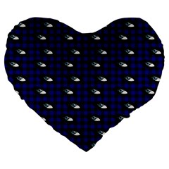 Eyes Blue Plaid Large 19  Premium Flano Heart Shape Cushions by snowwhitegirl