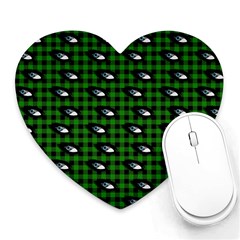 Eyes Green Plaid Heart Mousepads by snowwhitegirl