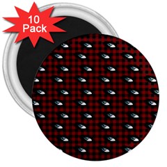 Eyes Red Plaid 3  Magnets (10 Pack)  by snowwhitegirl