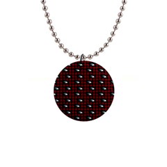 Eyes Red Plaid 1  Button Necklace by snowwhitegirl