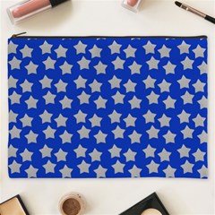 Silver Stars Royal Blue Cosmetic Bag (xxxl) by snowwhitegirl