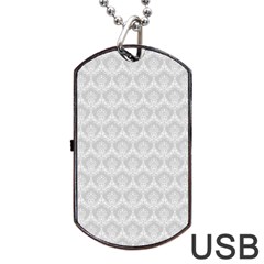 Damask Grey Dog Tag Usb Flash (two Sides) by snowwhitegirl