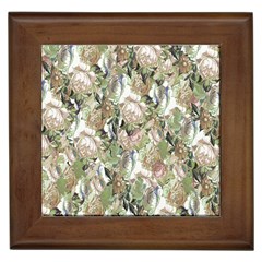 Romantic Beige Flowers Framed Tiles by retrotoomoderndesigns