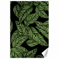 Tropical Leaves On Black Canvas 20  X 30  by snowwhitegirl