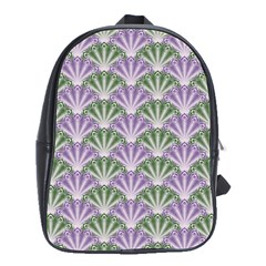 Vintage Scallop Violet Green Pattern School Bag (large) by snowwhitegirl