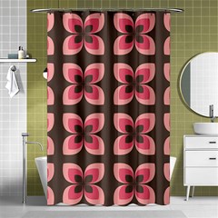 Retro Flower Pink Brown Shower Curtain 48  X 72  (small)  by snowwhitegirl